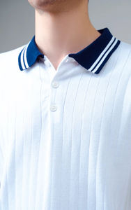 Verano personalizado hombres ropa de negocios Polo cuello camisa costilla prendas de punto al por mayor suéteres de manga corta fabricados por productos Huzaifa - Product Image 2