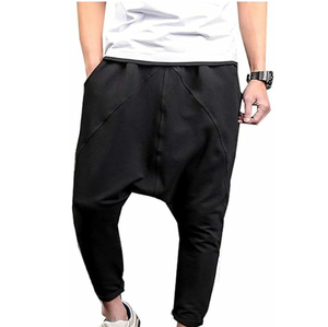 Pantalon décontracté respirant et léger en molleton français avec cordon de serrage, en élasthanne/coton, écologique, à entrejambe tombant pour homme - Product Image 1