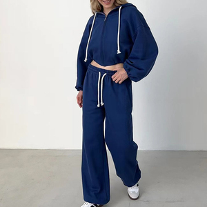 Dernière conception d'ensemble de sport personnalisé pour femmes automne ensemble de sport vierge pour femmes 100% coton ensemble de sport à capuche et pantalon - Product Image 2