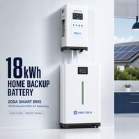 Batterie de stockage d'énergie domestique BEES TECH 18 kWh 360 Ah pour alimentation hors réseau de cabanes, plus de 10 000 cycles, variantes 15-17 kWh disponibles, stock UE