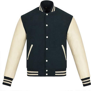 2026 chaqueta de béisbol universitaria de alta calidad personalizada para hombres y mujeres tela de lana Hit Color manga genuina Patchwork toalla invierno - Product Image 6