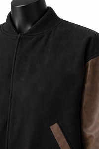 Chaqueta Bomber Estilo Universitario Más Vendida, Mezcla de Lana con Mangas de Cuero Sintético, Cierre de Cremallera, Ropa Exterior Informal de Moda Urbana - Product Image 4