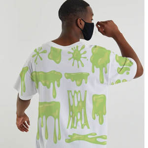 Vente en gros T-shirts unisexes grande taille avec logo streetwear lourd pour garçons T-shirt d'été surdimensionné à épaules tombantes pour hommes - Product Image 2