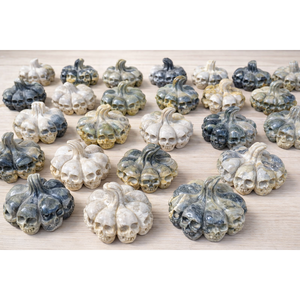 Handcrafted 4-6 cm Natural Bumblebee Onyx <b>Skull</b> Pumpkin Carving Stone Crystal for Home & Halloween <b>Decorations</b> - Product Image 5