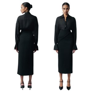 Chemisiers et chemises pour femmes de style minimaliste avec deux poignets Asa Blouse longue 73% Cupro 27% Polyester 2 pièces ensemble blanc Vietnam - Product Image 1