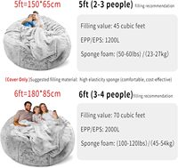Énorme pouf de 7 pieds style années 90, chaise longue d'extérieur, pouf rempli de billes, pouf de jeu de lancer de billes