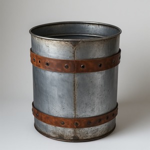 Elegante maceta de cuero galvanizado con superficie de pátina antigua hecha a mano artesanal diseñada para flores decorativas atemporales - Product Image 4