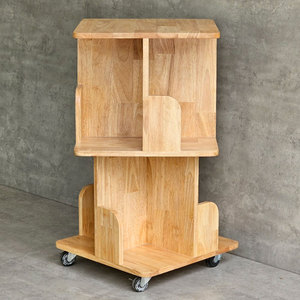 Étagère à livres mobile compacte à 2 niveaux en bois KS68199 - pour salon, installation facile sur pied - Product Image 5
