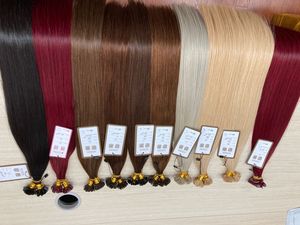 Extensiones de cabello Remy de estilo ondulado recto sedoso de trama con punta en I doble dibujada 100% al por mayor sin enredos sin desprendimiento 1g/punta Genius - Product Image 4