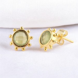 8 MM Round Green Moissanite Gemstone Fashion Studs Boucles d'oreilles-Options plaquées argent 925-Bijoux en gros tendance - Product Image 1