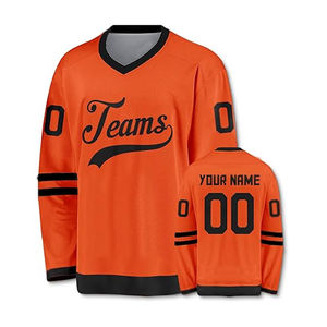 Maillot d'entraînement d'équipe de sports de plein air à manches longues personnalisé chemises transfert de chaleur imprimé vêtements de hockey sur glace - Product Image 1