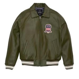 Wholesale <b>Top</b> Selling Men's Avirex Sheep Skin <b>Leather</b> Jacket <b>High</b> Quality Full Zipper Style with Embroidered Techniques Jackets - Product Image 1