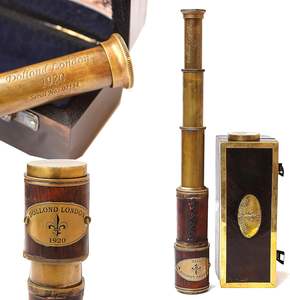 Spyglass de télescope en laiton vintage antique avec poignée en cuir et bois pour améliorer votre décor nautique produit d'artisanat en métal - Product Image 2