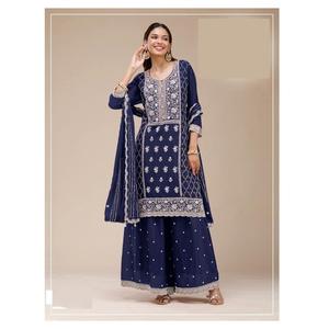 Conjunto de Traje Palazzo Tradicional de Alta Calidad al por Mayor con Kurta Bordada y Dupatta a Juego, Ropa Étnica Casual para Mujer de Secado Rápido - Product Image 4