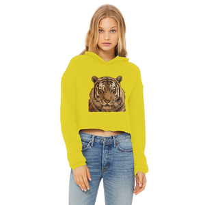 เสื้อฮู้ดครอปผ้าไหมถักสำหรับผู้หญิง รุ่น Massive Tiger ดีไซน์ขอบดิบ แต่งฮู้ดระบายอากาศ เหมาะสำหรับใส่ลำลองในฤดูใบไม้ร่วง - Product Image 5