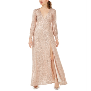 Abito lungo a tubino con paillettes e spacco Emerald Sundae Junior in rosa, taglia M per adolescenti con vita naturale - Product Image 1