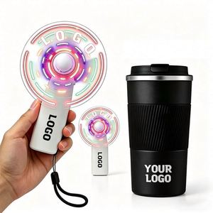 Mini ventilateur portable personnalisé avec logo, affichage LED, idéal pour les mariages, événements professionnels, cadeaux promotionnels et souvenirs pour invités. - Product Image 1