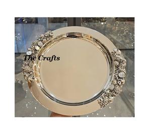 Plateau de service en acier Deluxe pour chocolat avec poignées Utilisation à domicile et à l'hôtel Finition polie Couleur argent/or Personnalisable - Product Image 6