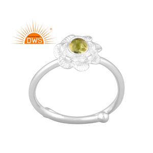 Handmade Design Fine Sterling Silver Natural Peridot Gemstone <b>Adjustable</b> <b>Ring</b> Jewelry Manufacturer - Product Image 1