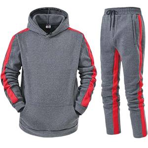 Survêtement en coton et élasthanne solide pour hommes, survêtement de sport, sweats à capuche à manches longues avec poche, ensemble de vêtements d'extérieur pour l'automne - Product Image 1