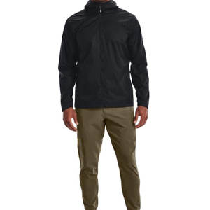 Custom Design Full Zip-up Hooded Rain Jacket for Men Lightweight Breathable Outdoor Winter <b>Heavy</b> <b>Duty</b> Canvas - Product Image 4