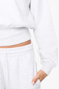 Sudadera lisa de gran tamaño con cuello redondo y dobladillo profundo gris con logotipo personalizado para mujer, nueva ropa de calle de lana de algodón, sudadera para mujer - Product Image 6