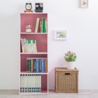Estantería/Estante de Almacenamiento Rosa de 4 Niveles, Ecológica, de Tablero de Partículas/MDF, Laminada con Papel (o PVC), No Plegable, para Sala de Estar, Elegante