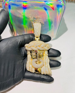 Collar con Colgante de Moissanita Redonda con Engaste de Garra, Chapado en Oro, Estilo Hip Hop, VVS, para Fiestas, Venta Caliente - Product Image 5