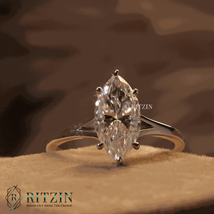 แหวนหมั้นเพชรทรงมาร์คีส์เพาะเลี้ยงในห้องปฏิบัติการ ตัวเดียว ประดับบนตัวเรือนทองคำโรสโกลด์ 14K แบบหนามเตย สำหรับผู้หญิง - Product Image 5