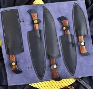 ชุดมีดทำครัวสแตนเลสงานแฮนด์เมดเคลือบสีดำสำหรับเชฟ - Product Image 4