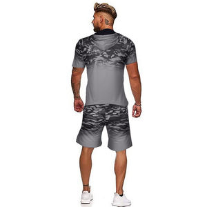 Ensemble 2PC grande taille pour hommes personnalisés T-shirt à manches courtes imprimé à motif uni respirant pour les sports d'été Caractéristique thermique - Product Image 2
