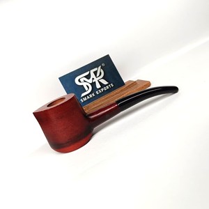 Pipa de Tabaco de Madera Reutilizable Hecha a Mano de Lujo, Cuenco con Acabado Rojo Intenso, Tallo Negro Cómodo, Ecológica para Fumadores de Pipa Clásicos - Product Image 5