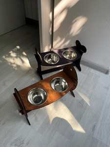 Muebles modernos de madera y metal de estilo industrial con marco rústico, cuencos y comederos para mascotas - Product Image 4