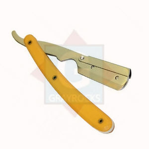 Maquinilla de afeitar con mango plegable y logotipo privado, maquinilla de afeitar de corte de barba de estilo japonés para hombre, maquinilla de afeitar de peluquero dorada recta - Product Image 3