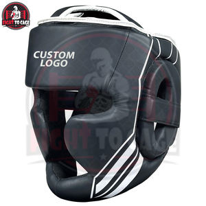 Protège-tête de boxe avec protection menton et joues en cuir PU/véritable, personnalisable, qualité supérieure, durable, doux et confortable - Product Image 5