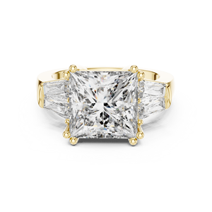 Elegant 14K Yellow Gold Diamond <b>Ring</b> With <b>Large</b> Princess-Cut Center <b>Stone</b> for Engagement and Luxury - Product Image 2