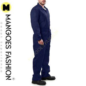 Men's Long Sleeve Cotton Blend Work Jumpsuit Navy Blue Coveralls - Protective <b>Paint</b> <b>Spray</b> Suits Wholesale - Product Image 5
