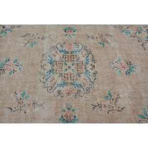 พรมขนสัตว์ลายปะต่อสีเขียวสีเบจคลาสสิกขนาด5.2x8.5ฟุตทำด้วยมือสไตล์ตุรกีพรมยางสี่เหลี่ยมสำหรับทางเดินข้างเตียงแบบใหม่ - Product Image 5