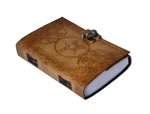 Grimoire Handmade Leather Pentagram Embossed <b>Blank</b> <b>Journal</b> Book of Shadows Notebook Office Diary College Book Poetry Book Sketch - Product Image 3