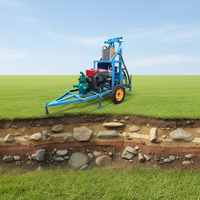 Machine de forage de puits d'eau portable de petite taille, profondeur maximale de 200 mètres, montée sur pneus, mobile, moteur diesel