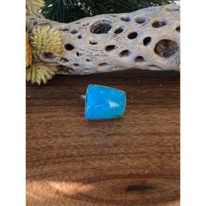 Kingman Turquoise <b>Sterling</b> <b>Silver</b> <b>Ring</b> Navajo Handmade Bezel <b>Set</b> Size 6 - Product Image 1