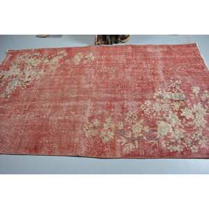 พรมตุรกีโบราณพื้นที่ขนาดใหญ่4.7 x 8.1ft คลาสสิกสีแดงสีเบจนามธรรมลวดลายวัสดุขนสัตว์น้ำยาง10มม. สำหรับห้องโถง - Product Image 3