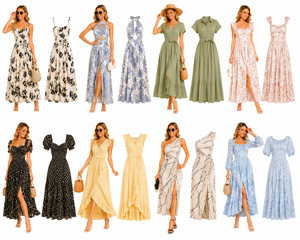 Vestido Midi de Verano para Mujer, Sin Tirantes, Liso, Casual, Cintura Natural, Corte en A, Talla Pequeña, Multicorte, Envío de Paquete Mixto Aleatorio - Product Image 1