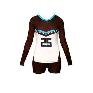 Uniforme de voleibol sublimado para mujer, conjuntos de camisetas de voleibol de manga larga de Color blanco y negro - Product Image 4
