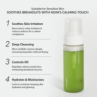 Produits coréens pour le soin de la peau, formule douce, nettoyant exfoliant pour le visage pour peaux grasses, sèches et mixtes, nettoyant moussant au Noni - 155ml