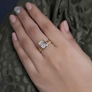 Anillo de Compromiso Solitario con Diamante Cultivado en Laboratorio con Certificación IGI, Estilo Antiguo, Radiante, VVS, con Anillo de Bodas de Oro de 14k para Mujer - Product Image 2