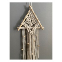 Attrape-rêves en macramé en coton fait main, décoration murale de style Art Déco, forme rectangulaire, décoration du Ramadan