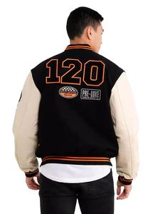 Insigne de cou personnalisé veste universitaire bloc de couleur manches rayures coutures renforcées coupe-vent vêtements d'extérieur de collège - Product Image 2