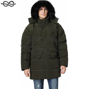 Manteau d'hiver pour hommes avec capuche détachable Veste en duvet longue et épaisse Parka chaude pour temps froid isolée - Product Image 4