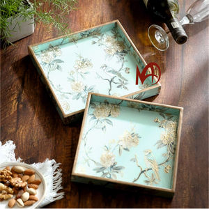 ถาดไม้ MDF เคลือบเงามันวาวทำด้วยมือถาดใส่ของตกแต่งทรงสี่เหลี่ยมพร้อมเทคโนโลยีการนับเคลือบพิมพ์ดิจิตอล - Product Image 3